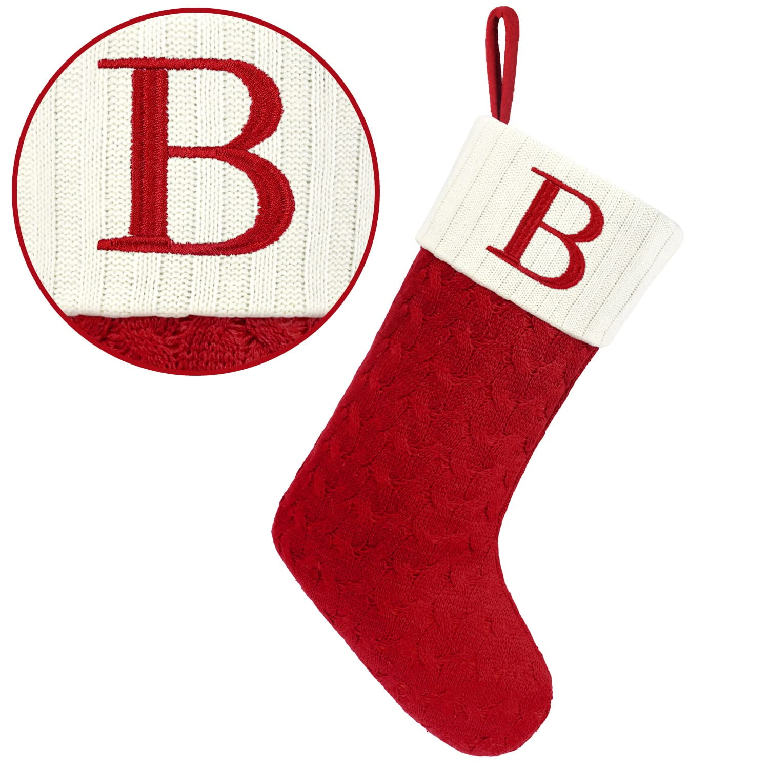 Christmas Stockings with Initials, 7.87 Inches Large Embroidered Letter