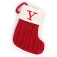 thumbnail image 1 of Christmas Stockings with Initials, 7Inches Embroidered Letter Snowflake Pattern Knit Red Christmas Stocking for Family Holiday Xmas Tree Fireplace Decorations, 1 of 8
