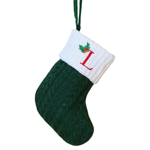 Christmas Stockings with Initials Embroidered - Monogram Knit Christmas Stocking,Personalized Embroidered Letter Socks for Family,DIY Gift-Filled Stockings,Red & White Cuff Design