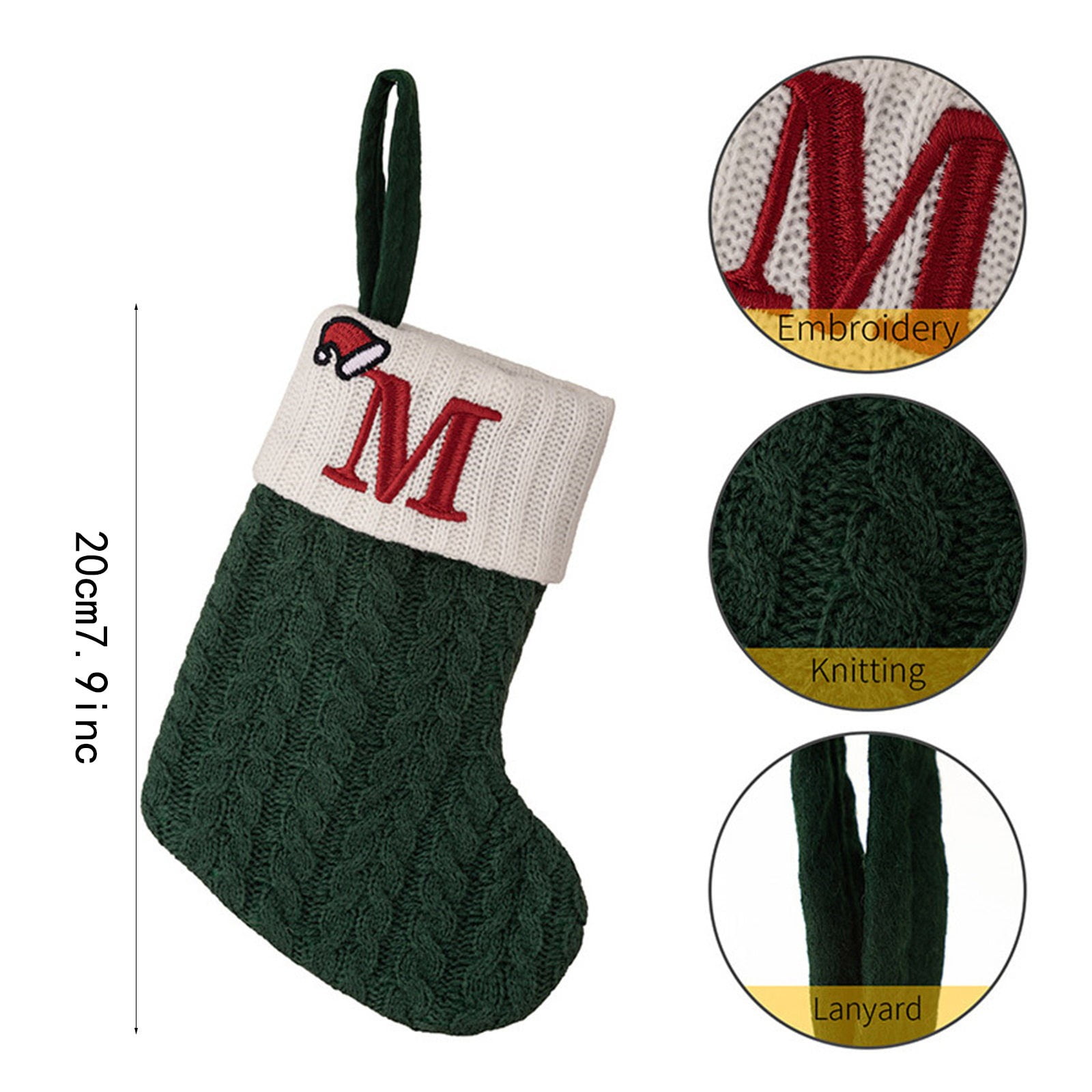 Christmas Stockings with Initials Large Embroidered Letter Knit Red