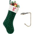 thumbnail image 1 of Christmas Stockings with Initials, Letter A Embroidered Xmas Stockings, 18" Large Monogram Knitted Xmas Stocking, Christmas Party Fireplace Family Hanging Stocking Decorations, 1 of 7