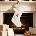 thumbnail image 1 of Christmas Stockings with Initials, Personalized Embroidered Monogram 16.5 Inches Knitted Christmas Stockings Fireplace Xmas Stockings for Family Holiday Party Decoration White Red Letter, 1Pcs, 1 of 7