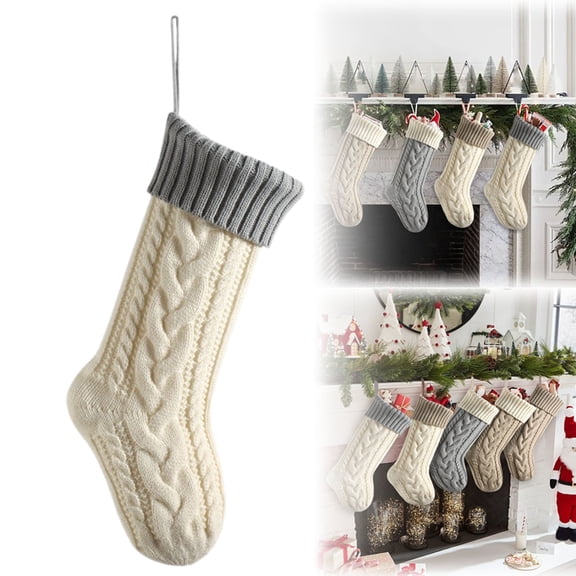 Christmas Stockings, Knitted Christmas Stockings,1 Pack Knitted Xmas Stocking For Christmas,Holiday And Family Stocking For Fireplace Christmas Party Decoration