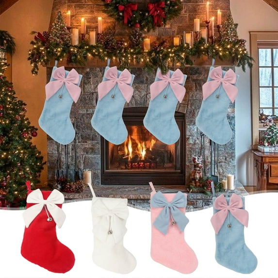 Christmas Stockings Knitted Hosiery Wool Hosiery Embroidered Children's Candy Gift Bag Christmas Stocking Gift Bag