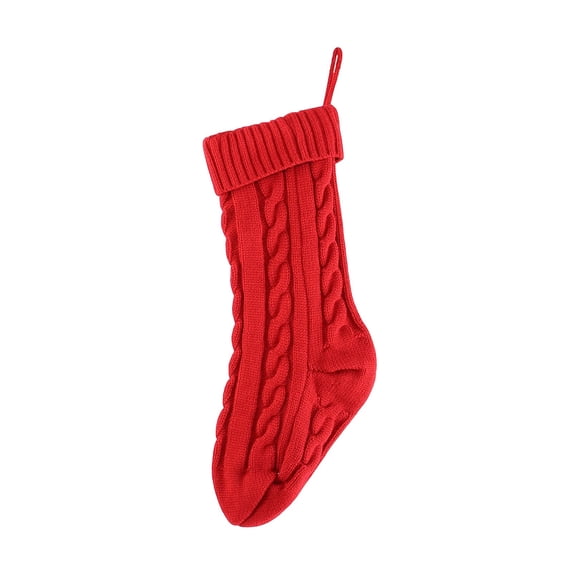 Christmas Stockings,Knitted Socks Christmas Decoration,Christmas Cable Knit Stocking,11.81 Inch Knitted Xmas Stocking,Christmas Party Fireplace Family Hanging Stocking Decorations,Red