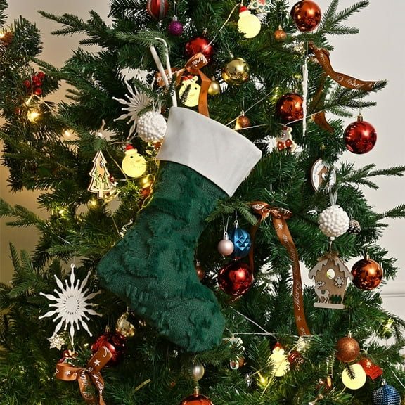 Christmas Stockings Large 15" Xmas Stockings Fireplace Hanging Stockings with Plush 3D Star Reindeer Pattern for Holiday Decor, Christmas Tree Decoration