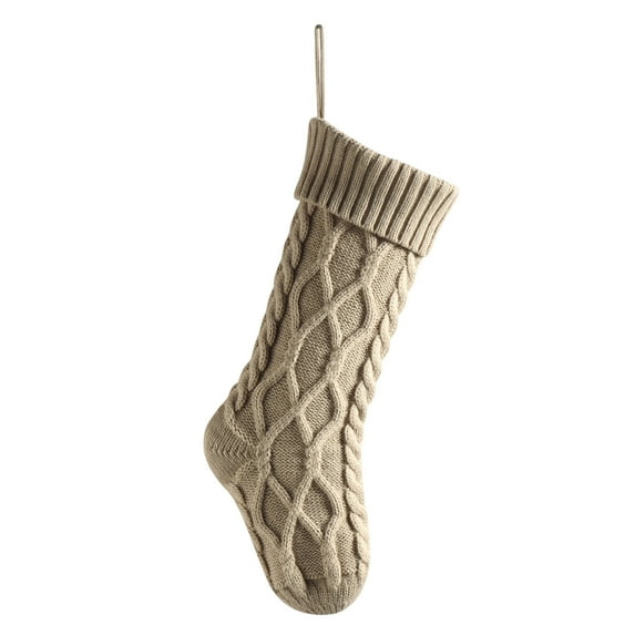 Christmas Stockings, Large Cable Knitted Xmas Stocking Decoration for Fireplace Wall Xmas Tree Family Holiday Party Gift Bags (Khaki)