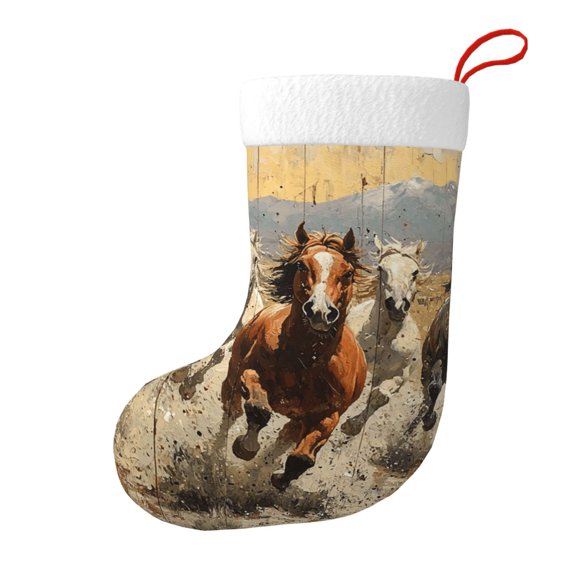 Christmas Stockings Large Christmas Gift Decorations Party Supplies Fireplace, Western Horses Runing Vintage
