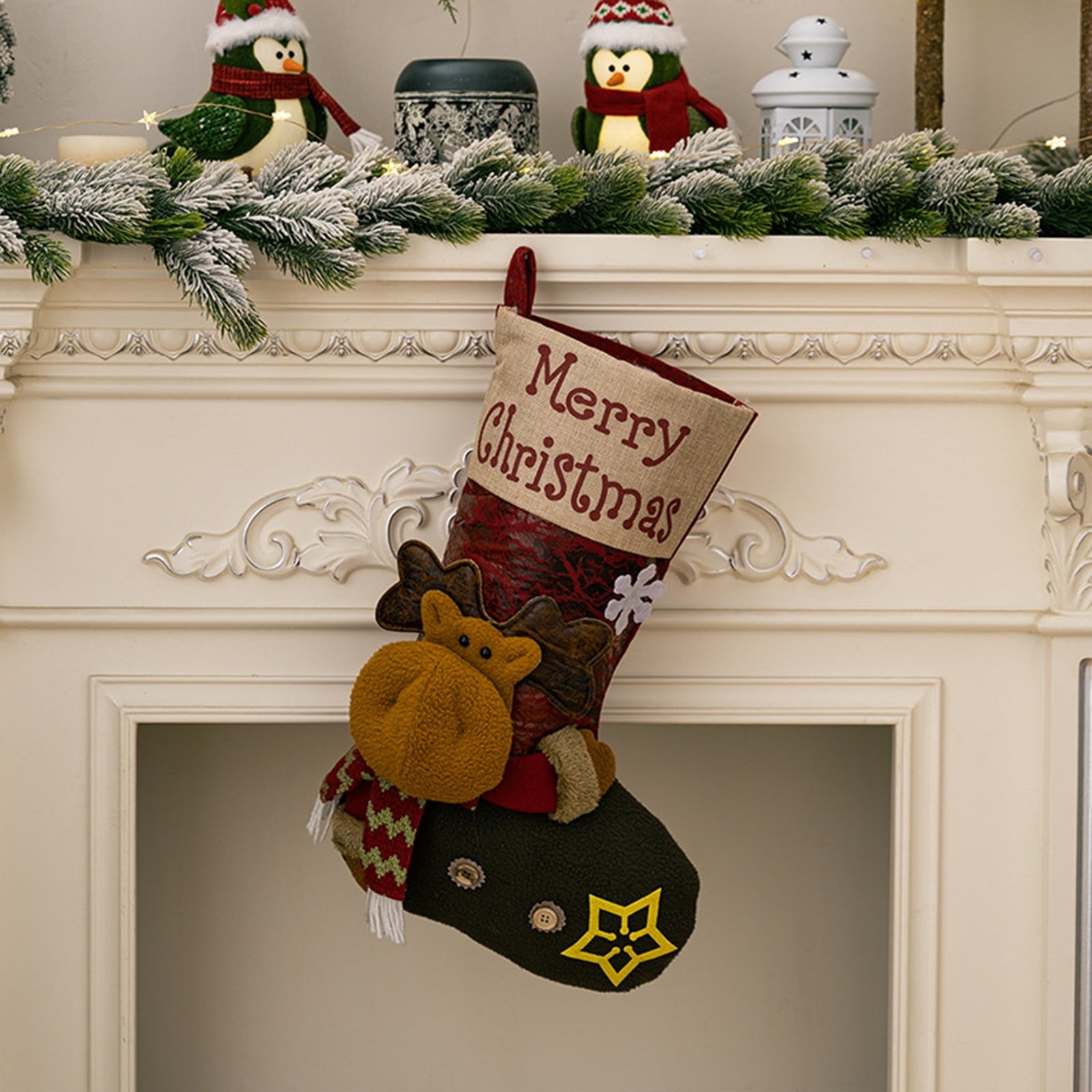 Christmas Stockings Large Christmas Stocking Ornaments Cute 3D Santa Christmas Stockings Holiday