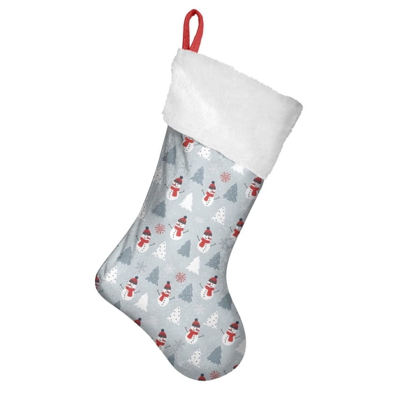 Christmas Stockings Light Blue Snowman and Tree Pattern 14.8 Inch