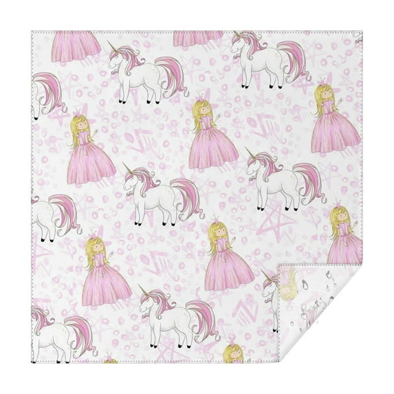 Princess Unicorn Pattern Square Tablecloth,Waterproof Square Table Cover,Wipeable Spillproof Washable Table Cover for Home Kitchen Party Decor 42"X42"(107x107cm)