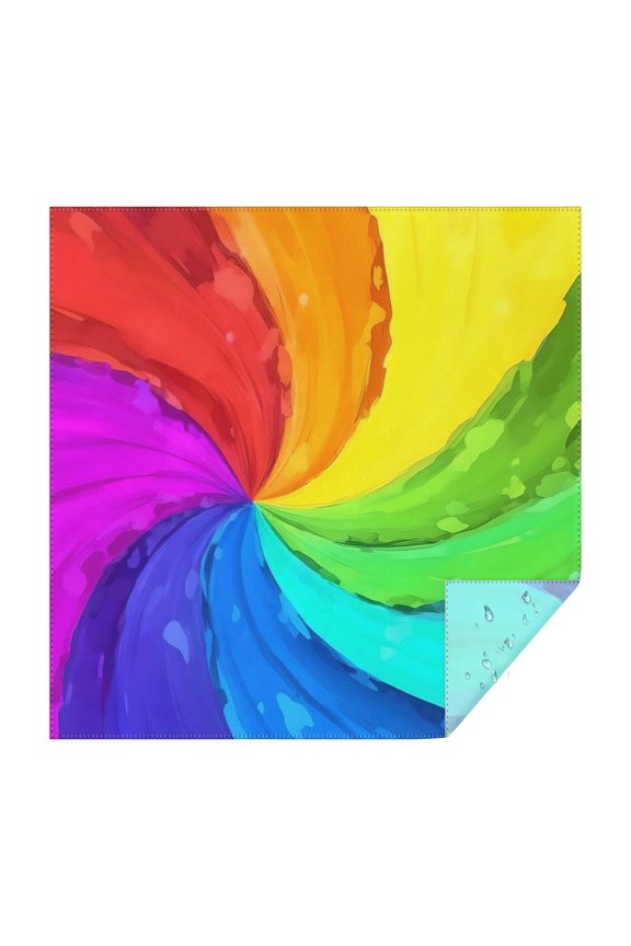 Rainbow Tie Dye Spiral Pattern Square Tablecloth,Waterproof Square Table Cover,Wipeable Spillproof Washable Table Cover for Home Kitchen Party Decor 42"X42"(107x107cm)