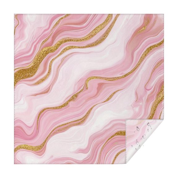 Pink Marble Gold Line Pattern Square Tablecloth,Waterproof Square Table Cover,Wipeable Spillproof Washable Table Cover for Home Kitchen Party Decor 42"X42"(107x107cm)