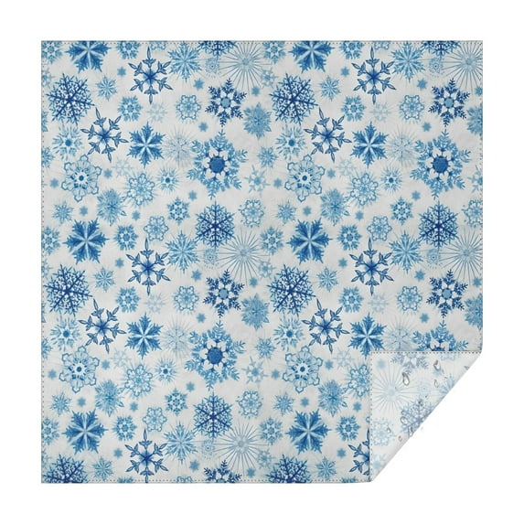 Blue Christmas Snowflake Pattern Square Tablecloth,Waterproof Square Table Cover,Wipeable Spillproof Washable Table Cover for Home Kitchen Party Decor 52"x52"(132x132cm)