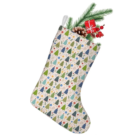 Christmas Stockings Multicolor Christmas Tree and Ornament Pattern Personalized 14.8 Inch