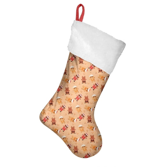 Christmas Stockings,Orange Christmas Gingerbread Man Pattern Stockings Christmas,14.8'' Xmas Stockings,Christmas Party Favors,Christmas Party Decorations,Christmas Stockings Personalized