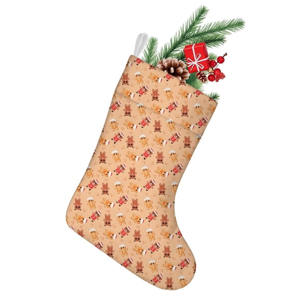 Christmas Stockings,Orange Christmas Gingerbread Man Pattern Stockings Christmas,14.8'' Xmas Stockings,Christmas Party Favors,Christmas Party Decorations,Christmas Stockings Personalized