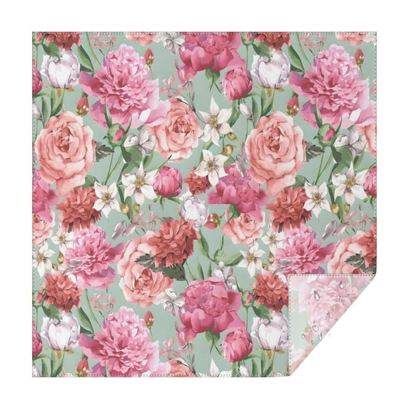 Pioneer Flower Floral Print Pattern Square Tablecloth,Waterproof Square Table Cover,Wipeable Spillproof Washable Table Cover for Home Kitchen Party Decor 42"X42"(107x107cm)