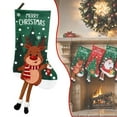 thumbnail image 1 of Christmas Stockings Personalized,18" 3D Design Custom Stocking with Festive Pattern,Red-Green Xmas Stocking for Family Fireplace Decor(Reindeer), 1 of 9