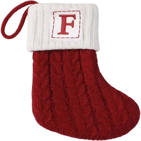 Christmas Stockings, Personalized Xmas Stockings, Initial Alphabet Christmas Stockings 7 Inch Letter Soft Stockings, Knitted Pattern, Durable Reusable Holiday Decorations for Family Party