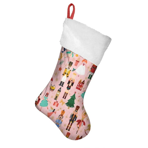 Christmas Stockings,Pink Christmas Nutcracker Pattern Stockings Christmas,14.8'' Xmas Stockings,Christmas Party Favors,Christmas Party Decorations,Christmas Stockings Personalized