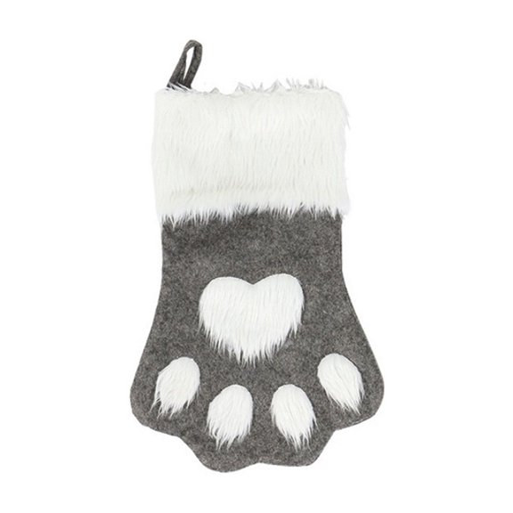 Christmas Stockings Plaid Pet Dog Cat Paw Xmas Stockings Gift Bags Hanging Socks for Holiday Party