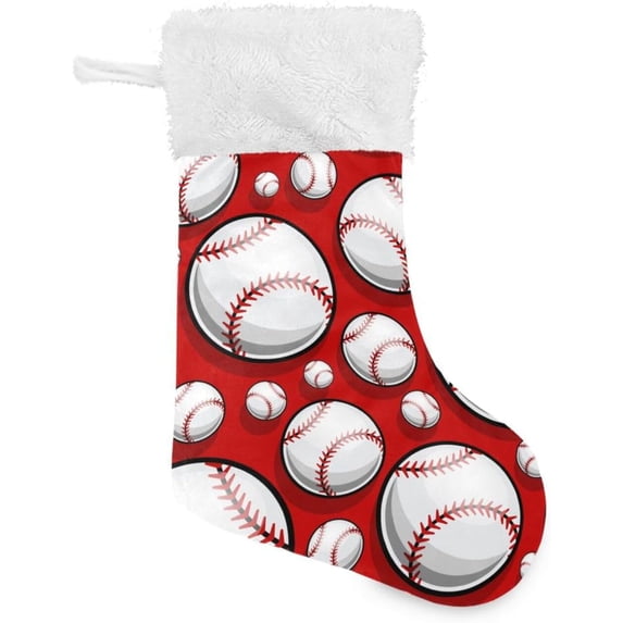 Christmas Stockings Red Baseball Large Candy Stockings Stuffers Cute Xmas Sock Decorations 1PC for Home Holiday Party 12" x18" Decor Gifts