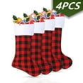 thumbnail image 1 of Christmas Stockings Red Black Buffalo Plaid Fireplace Hanging Stockings for Family Christmas Decoration Holiday Season Party Decor 4 Pack, 1 of 6