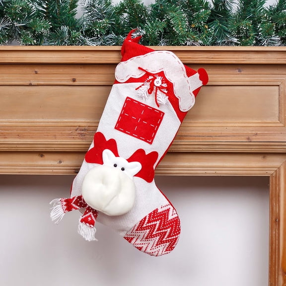 Christmas Stockings Red and White Knitted, Fireplace Mantel Stockings for Christmas Decorations, Family Gift Bags for Secret Santa and Holiday Parties, Knitted Socks for Mantel Display and Sopatenor
