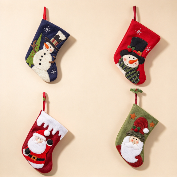 Christmas Stockings Set, Small Christmas Gift Stocking, 4 Pack Festive Hanging Candy Sock for Christmas Tree Fireplace Holiday Party Decor