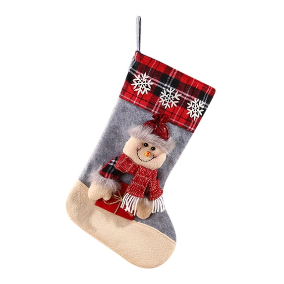 Christmas Stockings Snowman, Large 3D Plush Merry Christmas Sign Tree Xmas Stocking Personalized Sock Gift Bag Home Decorations Party Decor Accessory for Kids/Adult/Teenagers