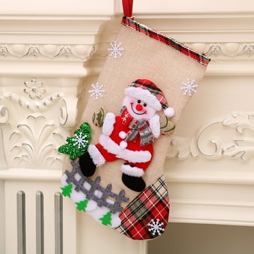 Christmas Stockings, Christmas Stocking with Santa Snowman Reindeer Christmas Decorations, Family Pack Large Xmas Stockings for Holiday Home Decor Christmas Party Decoration, 12.2 inches
