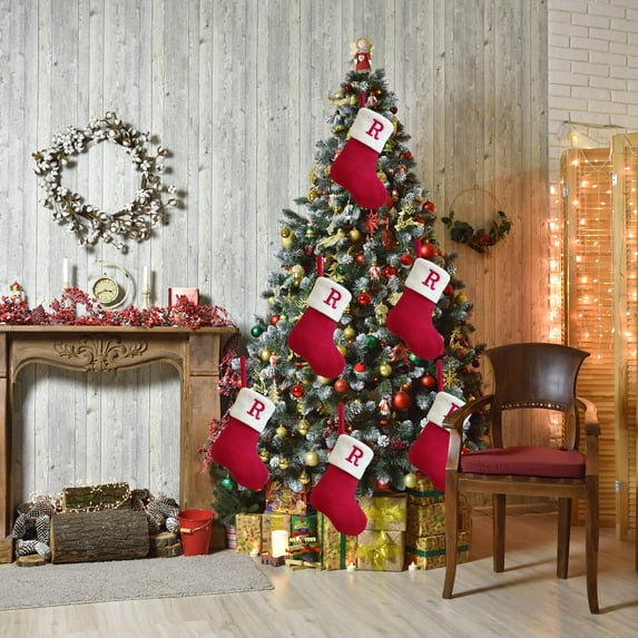 Christmas Stockings Super Soft Plush Xmas Rustic Personalized Stocking Embroidered Letter Decoration For Decor Christmas Ornaments