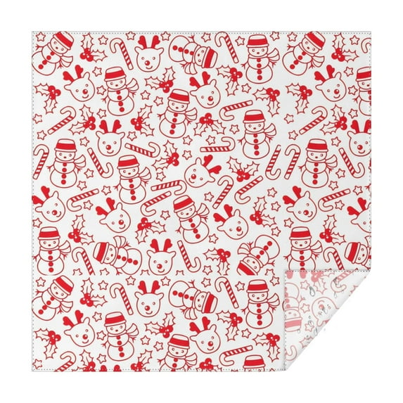 Red Christmas Snowman Pattern Square Tablecloth,Waterproof Square Table Cover,Wipeable Spillproof Washable Table Cover for Home Kitchen Party Decor 42"X42"(107x107cm)