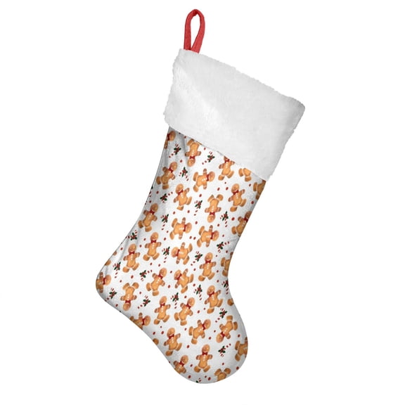 Christmas Stockings,White Christmas Gingerbread Man Pattern Stockings Christmas,14.8'' Xmas Stockings,Christmas Party Favors,Christmas Party Decorations,Christmas Stockings Personalized