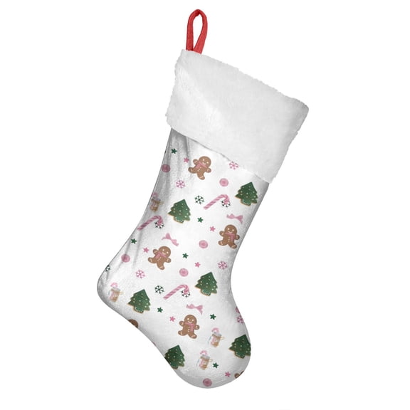 Christmas Stockings,White Christmas Gingerbread Man Pattern Stockings Christmas,14.8'' Xmas Stockings,Christmas Party Favors,Christmas Party Decorations,Christmas Stockings Personalized