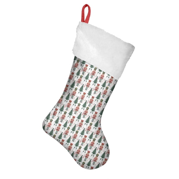 Christmas Stockings,White Christmas Nutcracker Pattern Stockings Christmas,14.8'' Xmas Stockings,Christmas Party Favors,Christmas Party Decorations,Christmas Stockings Personalized