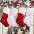 thumbnail image 1 of Christmas Stockings, White Red Velvet Quilted Christmas Stocking kit 18 Inch Large Gold Sequins Fuzzy Cuff Stuffers Bags Ornament Family Xmas Party Decorations, 4 Pack, 1 of 7