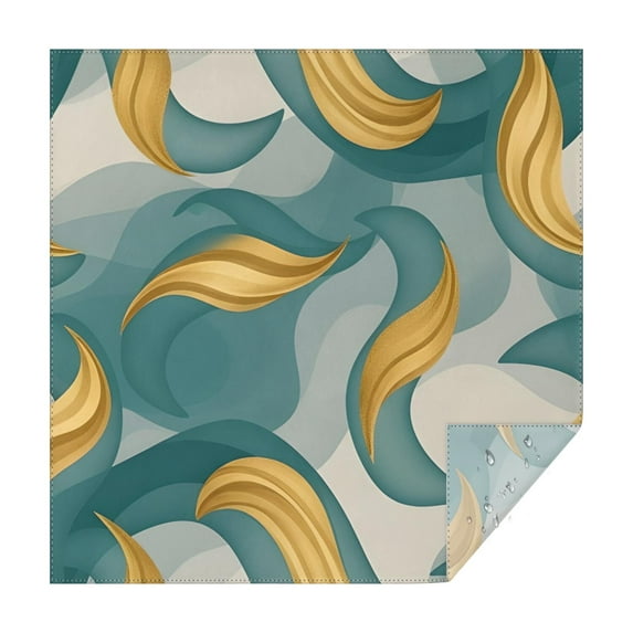 Teal Gold Wave Marble Pattern Square Tablecloth,Waterproof Square Table Cover,Wipeable Spillproof Washable Table Cover for Home Kitchen Party Decor 42"X42"(107x107cm)