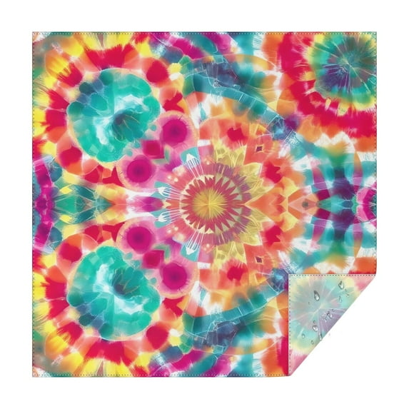Colorful Tie Dye Pattern Square Tablecloth,Waterproof Square Table Cover,Wipeable Spillproof Washable Table Cover for Home Kitchen Party Decor 52"x52"(132x132cm)
