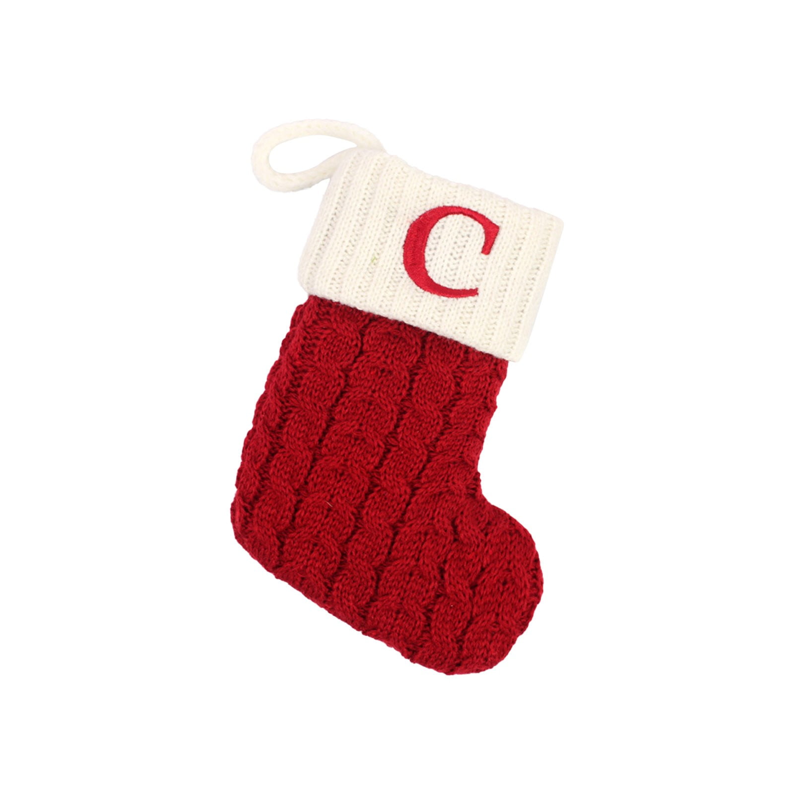 Christmas Stockings With Initials Large Embroidered Letter Knit Red