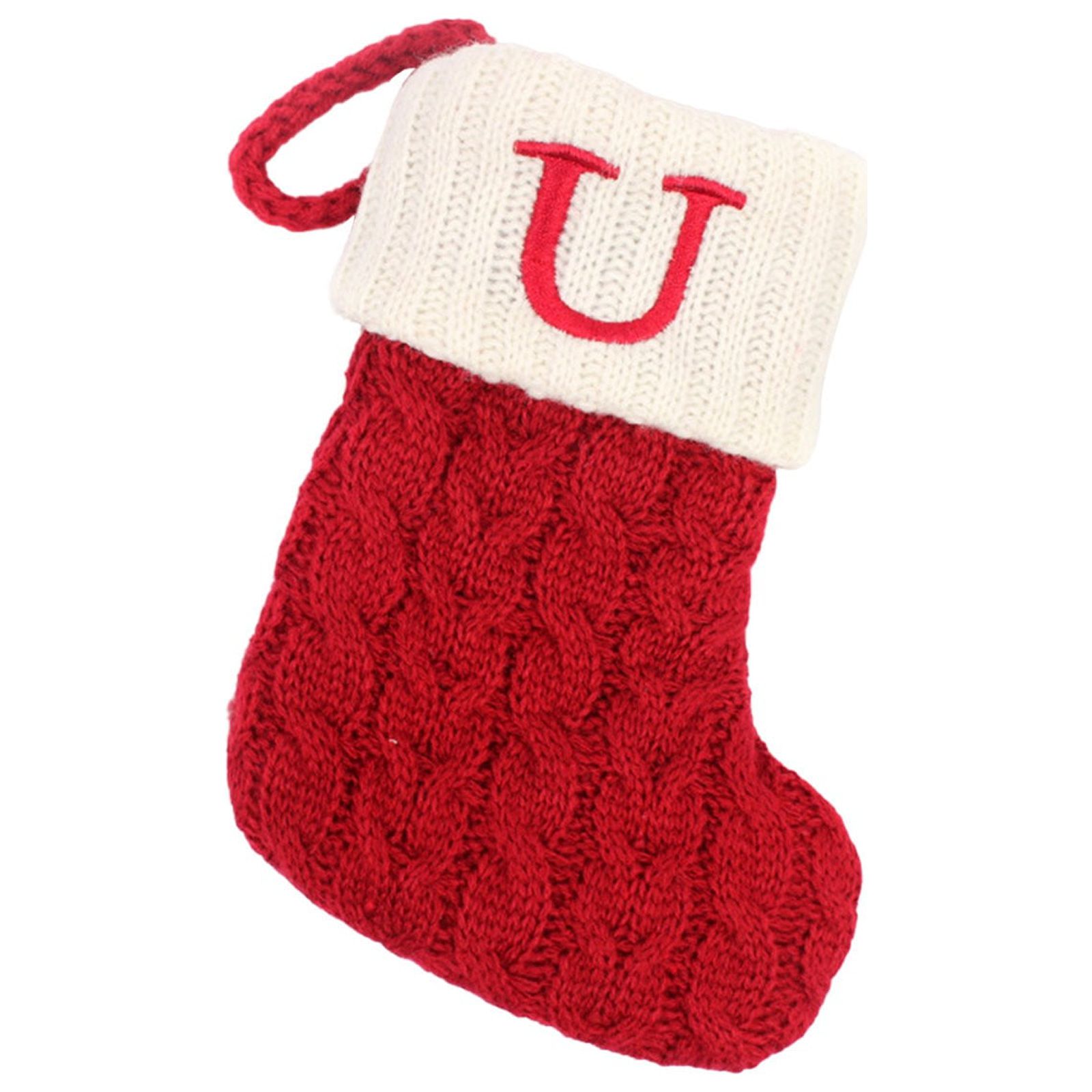 Christmas Stockings With Initials Large Embroidered Letter Knit Red