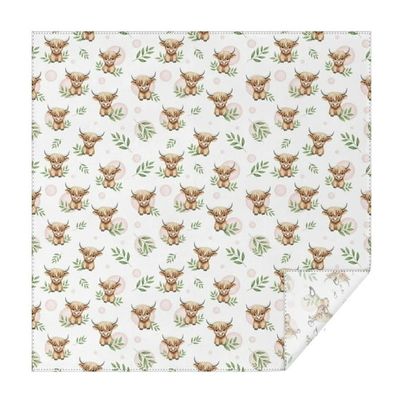 White Highland Cow Leaf Pattern Square Tablecloth,Waterproof Square Table Cover,Wipeable Spillproof Washable Table Cover for Home Kitchen Party Decor 52"x52"(132x132cm)