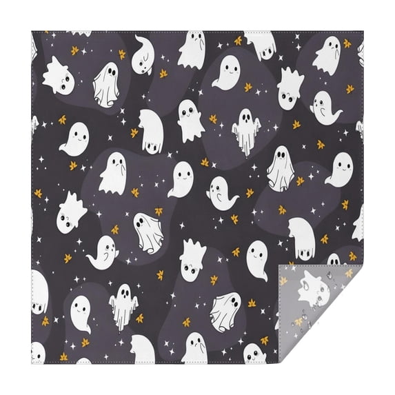 Dark Halloween Ghosts with Stars Square Tablecloth,Waterproof Square Table Cover,Wipeable Spillproof Washable Table Cover for Home Kitchen Party Decor 42"X42"(107x107cm)