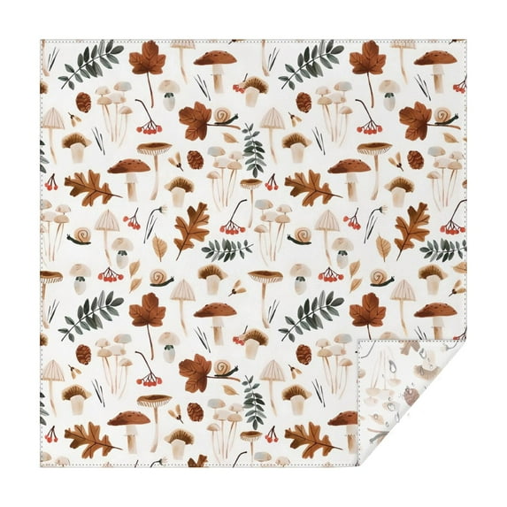 Fall Mushrooms Leaves Pattern Square Tablecloth,Waterproof Square Table Cover,Wipeable Spillproof Washable Table Cover for Home Kitchen Party Decor 60"x60"(152x152cm)