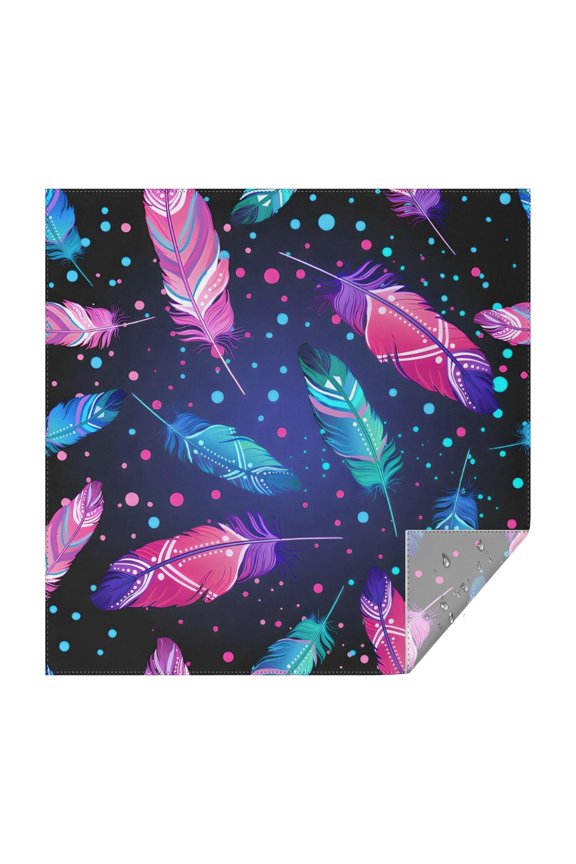 Neon Feather with Dots Pattern Square Tablecloth,Waterproof Square Table Cover,Wipeable Spillproof Washable Table Cover for Home Kitchen Party Decor 42"X42"(107x107cm)