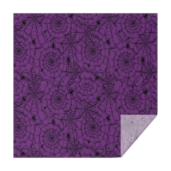 Halloween Purple Spider Web Pattern Square Tablecloth,Waterproof Square Table Cover,Wipeable Spillproof Washable Table Cover for Home Kitchen Party Decor 52"x52"(132x132cm)