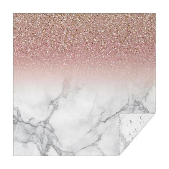 Pink Glitter White Marble Pattern Square Tablecloth,Waterproof Square Table Cover,Wipeable Spillproof Washable Table Cover for Home Kitchen Party Decor 42"X42"(107x107cm)