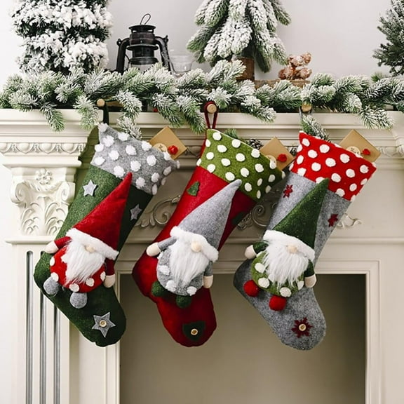 Christmas Stockings Xmas Gift Candy Bag Fireplace Xmas Tree Hanging Decor Natal Navidad Year Decor Sock Festival Ornaments
