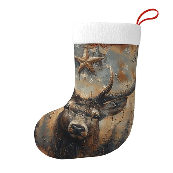 Christmas Stockings Xmas Hanging Decorations Fireplace Family Holiday Gift, Star Deer Hunting Camouflage Vintage
